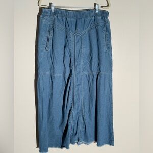 Denim Maxi Skirt in Medium Blue